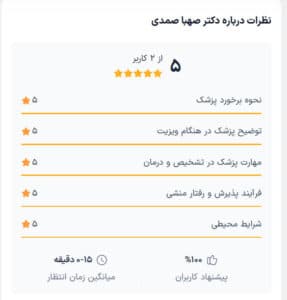 نظرات مراجعین دکتر صهبا صمدی در مشهد