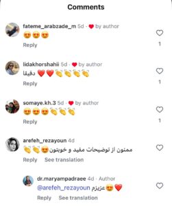 نظر کاربران اینستاگرام ( دکتر مریم پادرایی )