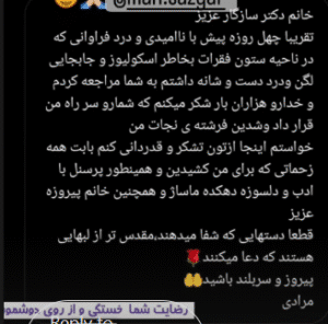 نظر کاربر اینستاگرام (کلینیک تخصصی دهکده ماساژ)
