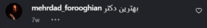 نظر کاربر اینستاگرام (دکتر توحید صداقت)